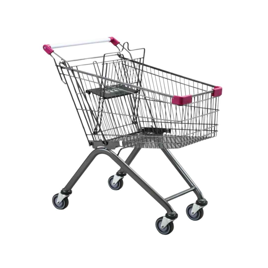 Shopping Trolley European Style Metallic Grey  -  SMTLG  Available Size : 60Liter / 80 Liter / 100 Liter / 150 Liter