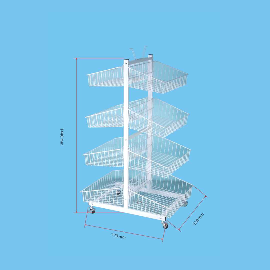 8 Basket Stand Double White Taiwan  -  ST4BWH-2