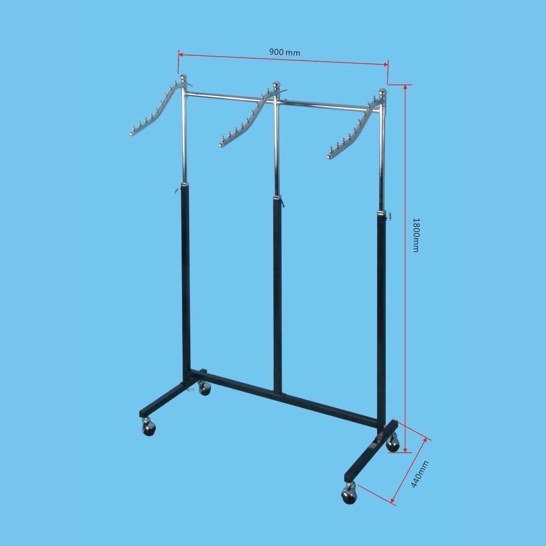 Garment Rack 3 Arm Black + Chrome  TAIWAN -   KY-123