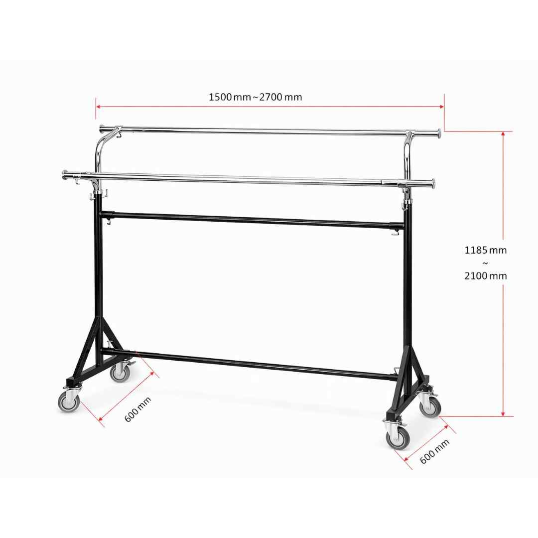 Double Heavy Duty Garment Rack Black+ Chrome TAIWAN  - ST-2017