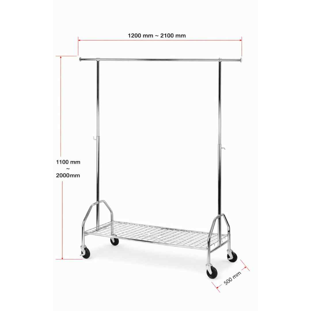 Garment Rack 120cm with Shelf Chrome TAIWAN - ST-735