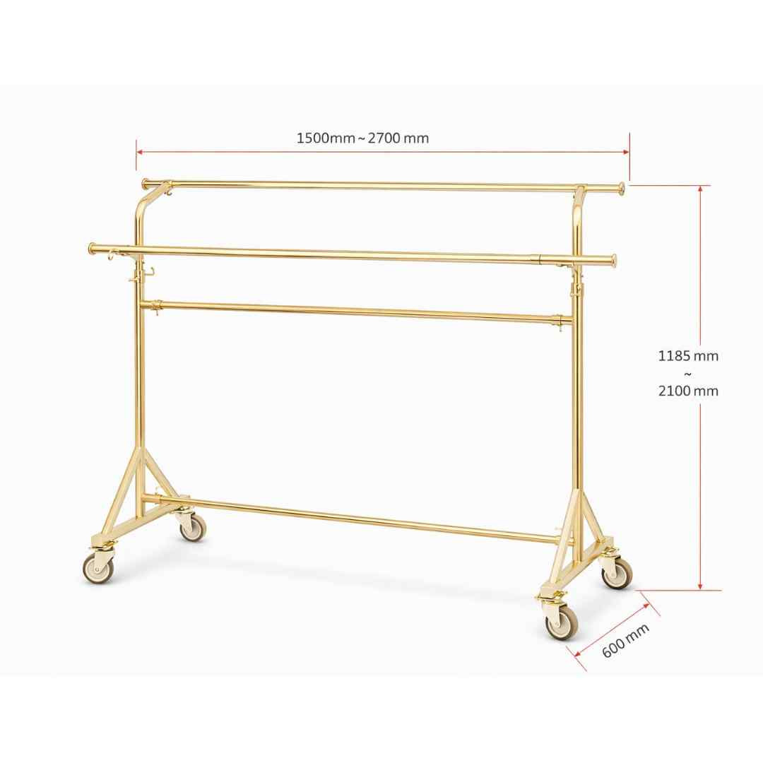 Double Bar Heavy Duty Garment Rack Gold TAIWAN -   ST-2017GD